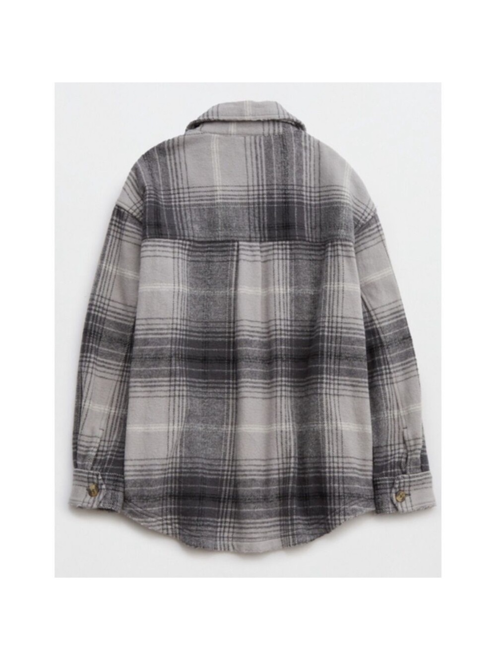 AERIE Woven Soft Shacket Silver Shadow Flannel - Picture 5 of 9